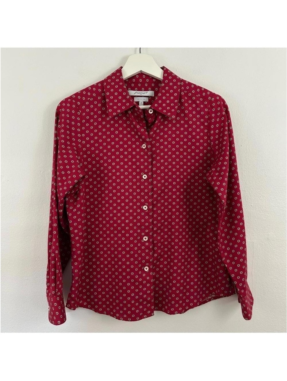 Foxcroft Women’s Wrinkle Free Red Long Sleeve Button Up Shirt Size 4P